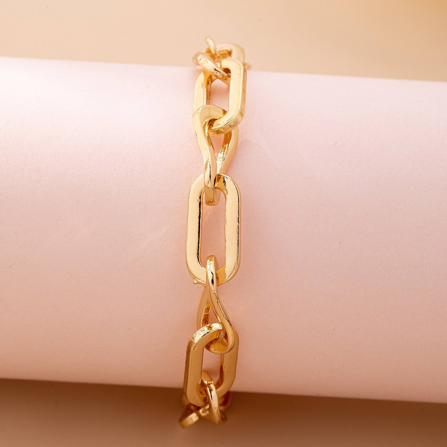 Gold Plated Chunky Link Bracelet | Bold Interlocking Chain Stackable Bracelet
