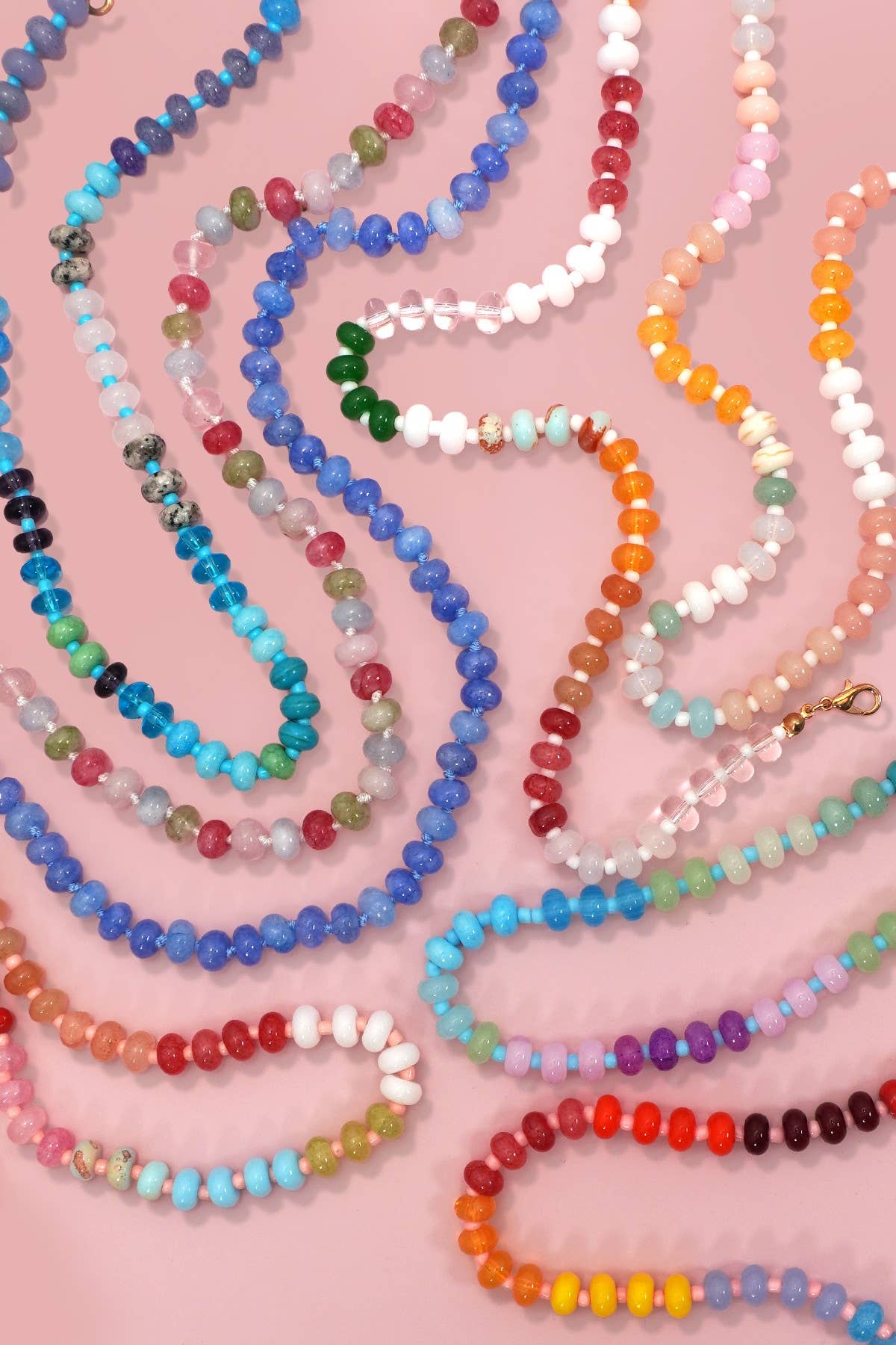 Natural Stone Semi-Precious Glass Mixed Necklace
