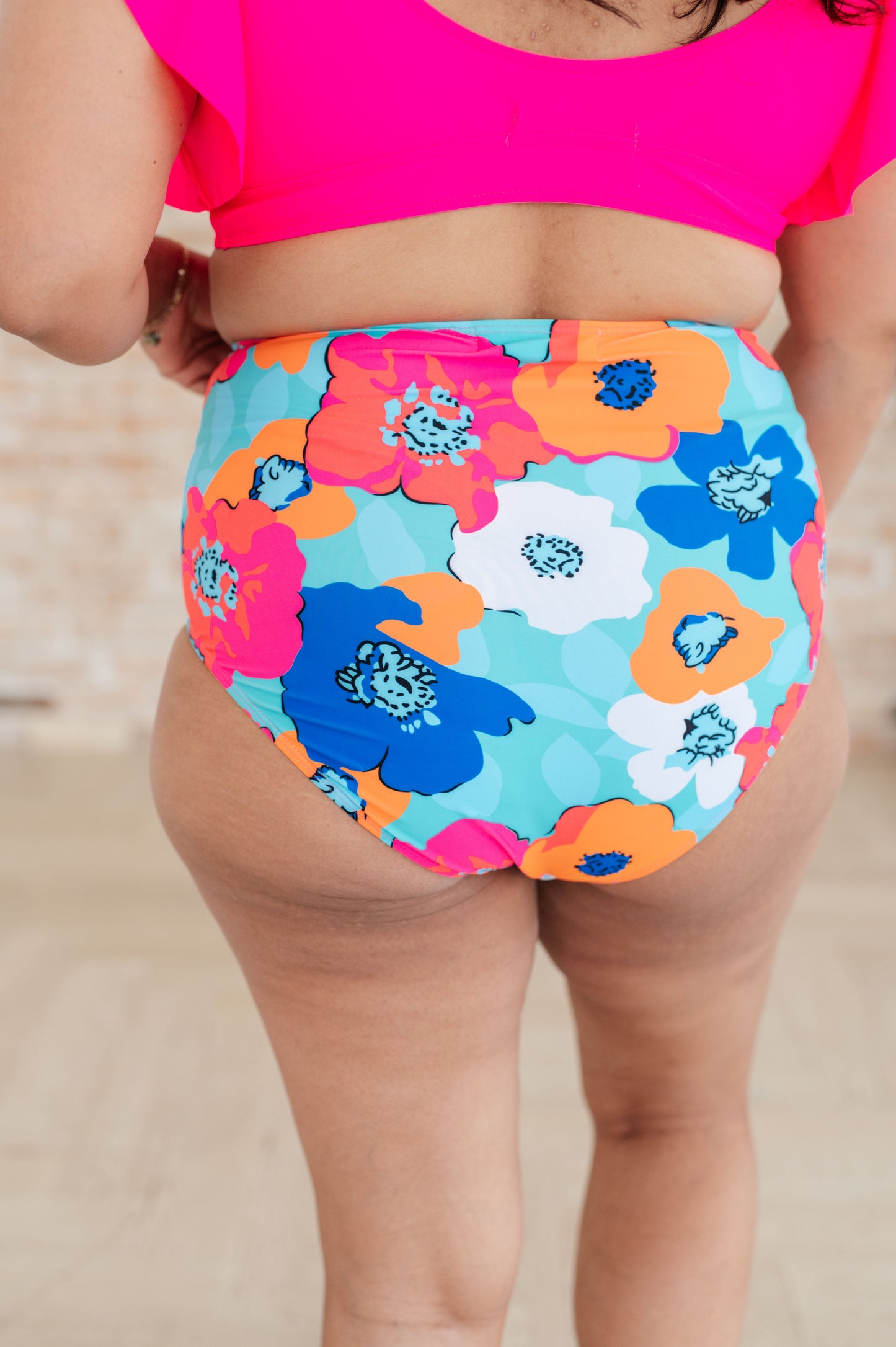 Panama Floral Print High Waisted Swim Bottoms